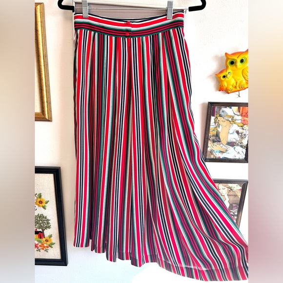 1970s Vintage Preppy Aquascutum of London Pleated Stripe Skirt - Picture 8 of 8